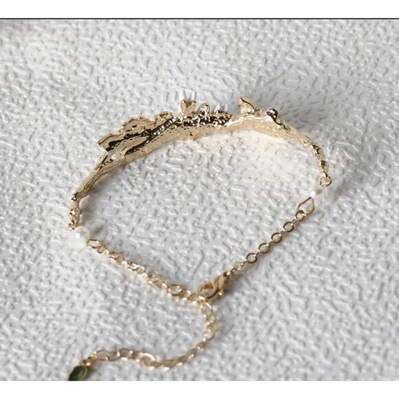 Curved Band Bracelet Bunnies in Flowers Gold Adjustable Chain NWT Cottagecore - Picture 4 of 6